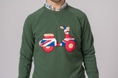 SUDADERA VESPA BRITISH VERDE BOTELLA