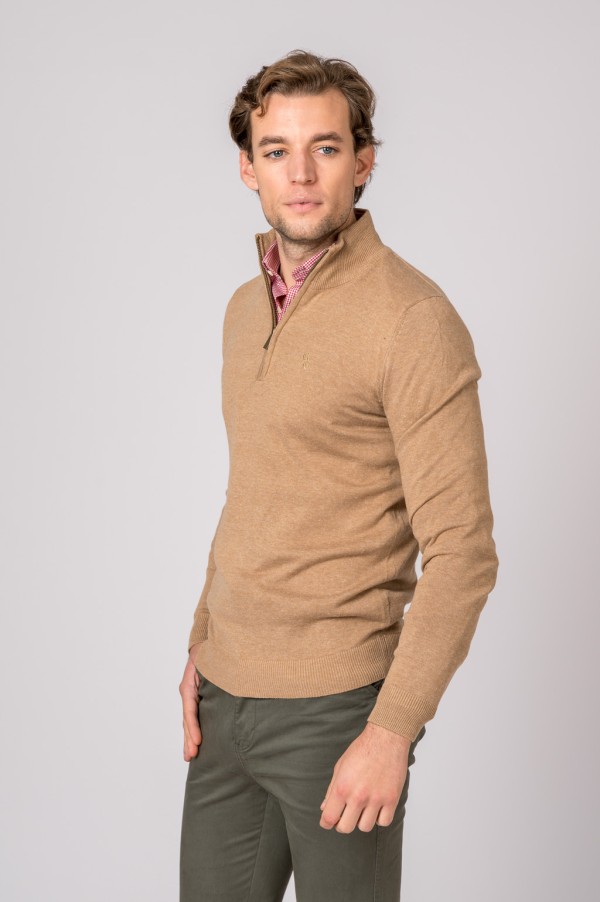 PULL À COL ZIPPÉ CAMEL 2