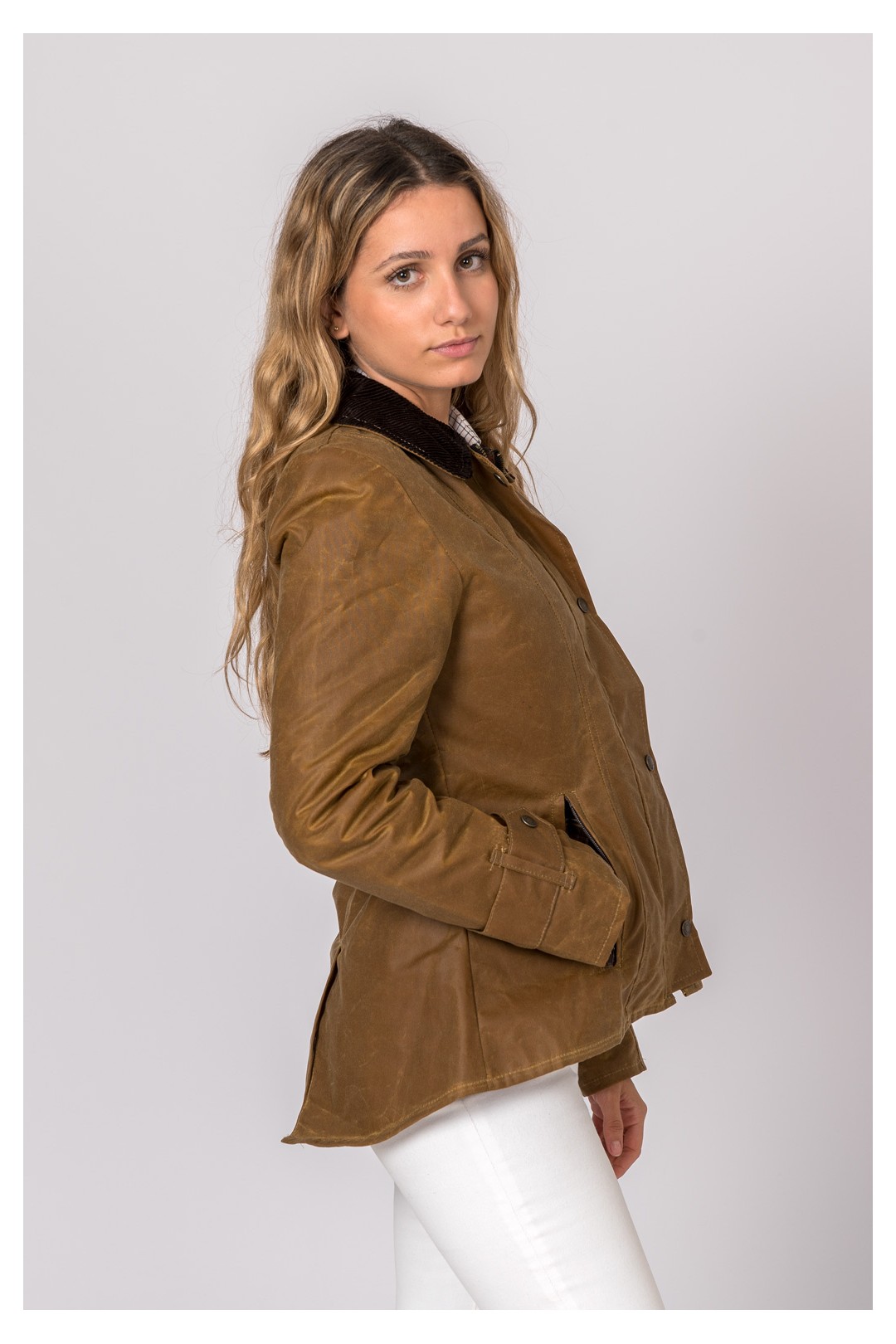 CHAQUETA ENCERADA LADIES AMBRE CAMEL