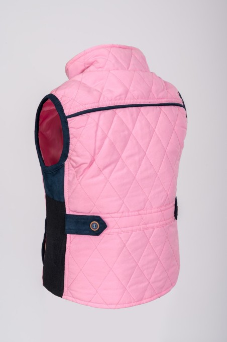 GILET FILLE ROSE COMBI BLEU MARINE