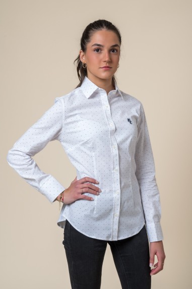 CAMISA DE BOLINHAS AZUL