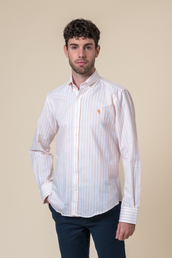 CAMICIA A RIGHE ARANCIONI
