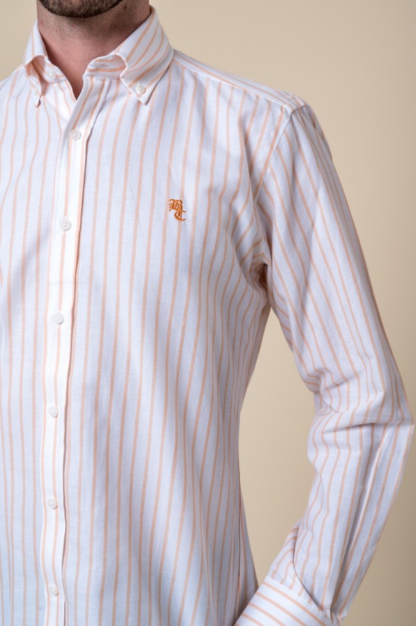 CAMISA ÀS RISCAS LARANJA 2