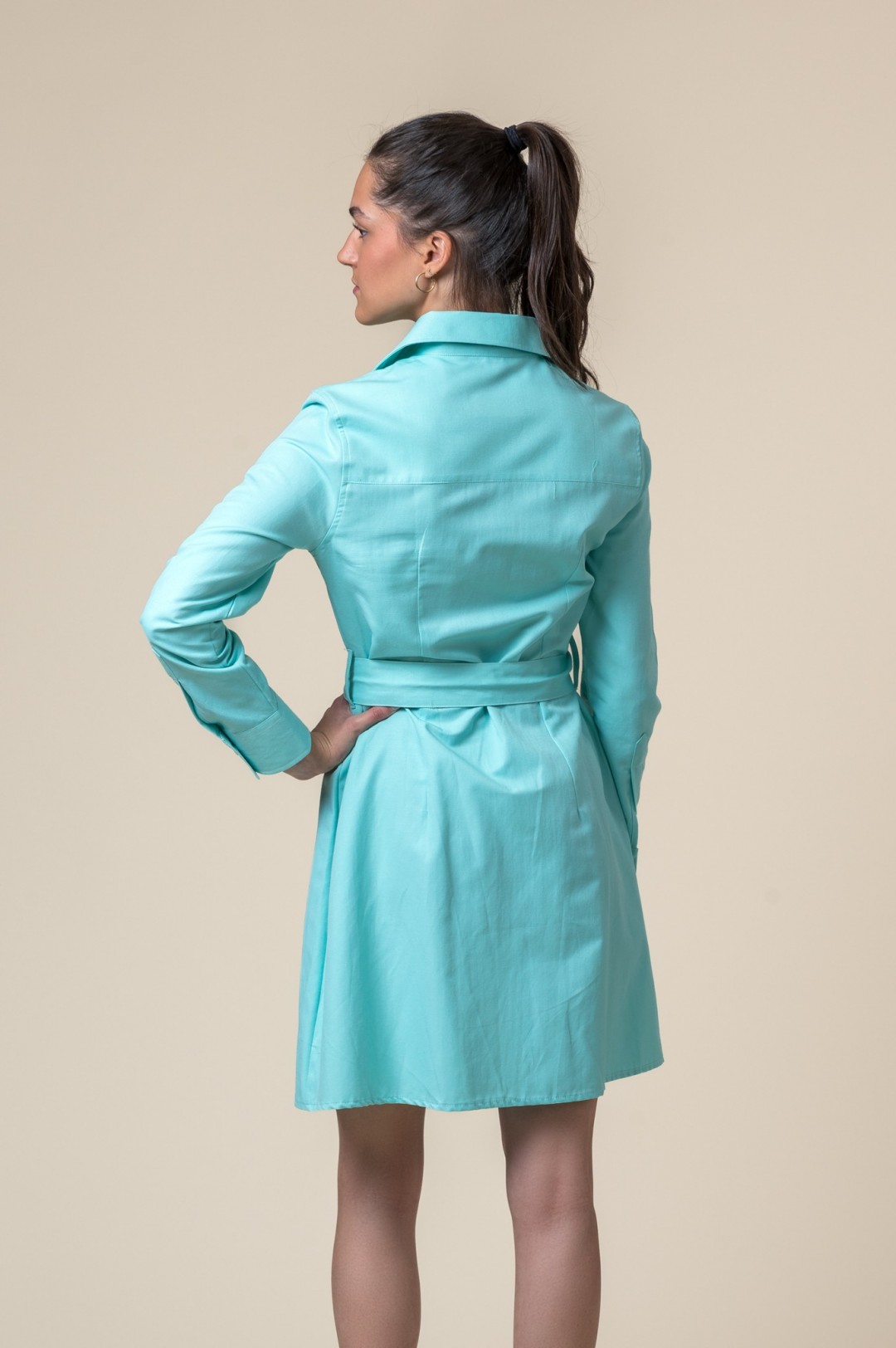 VESTIDO CAMISERO VERDE AGUA