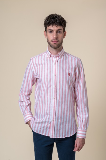 PINK AND WHITE STRIPED SHIRT