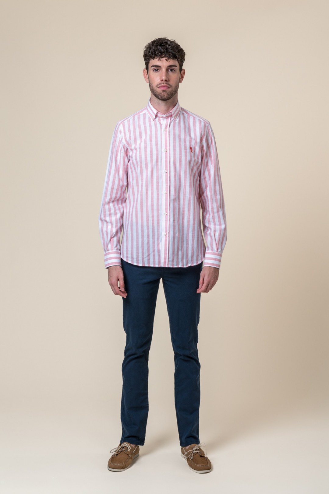 PINK AND WHITE STRIPED SHIRT