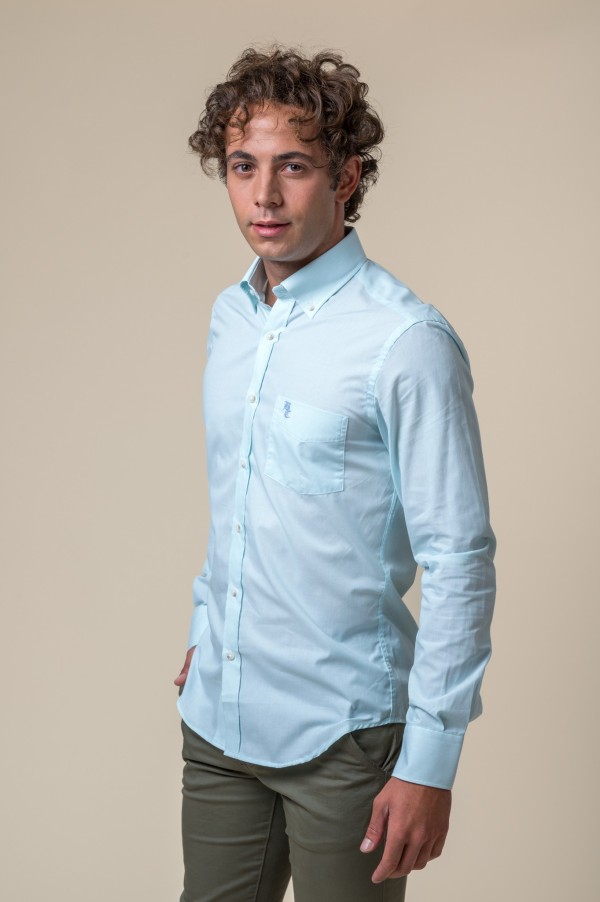 CHEMISE À POCHE VERT D'EAU