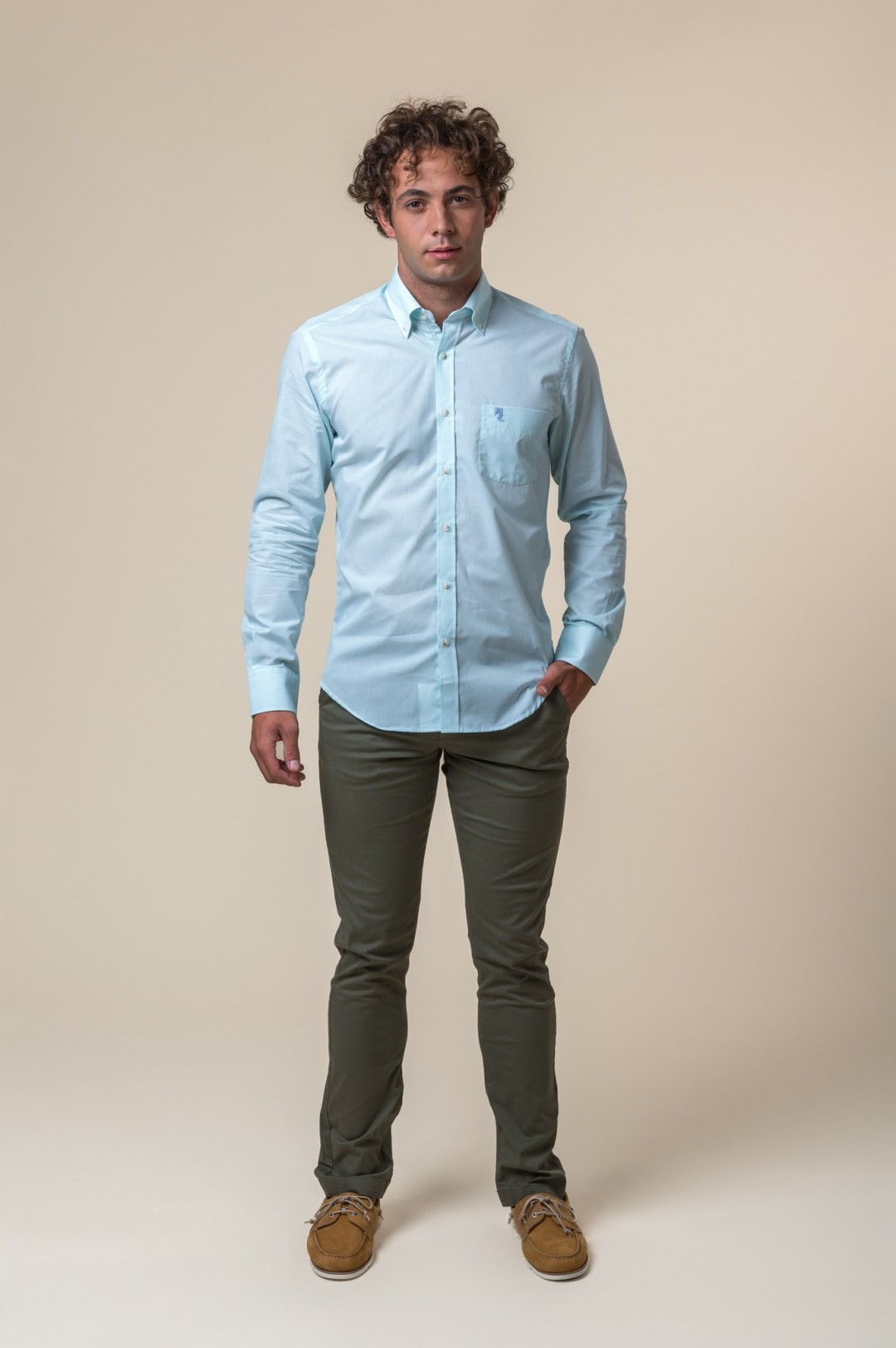 CHEMISE À POCHE VERT D'EAU