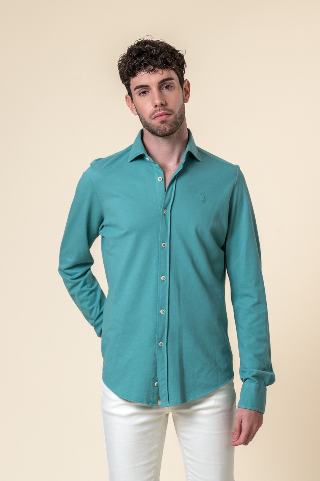 CHEMISE ÉLASTIQUE LAVÉE VERTE