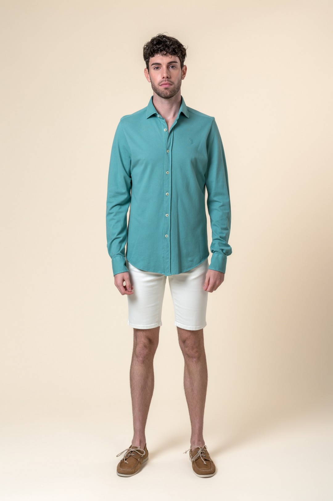 WASHED GREEN STRETCH SHIRT