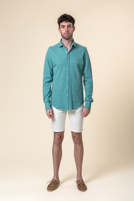 WASHED GREEN STRETCH SHIRT