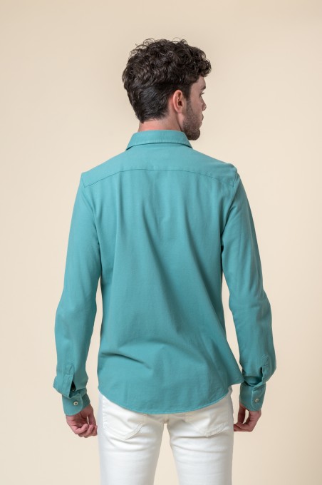 WASHED GREEN STRETCH SHIRT