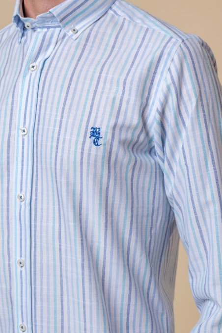 CHEMISE BLEUE À RAYURES