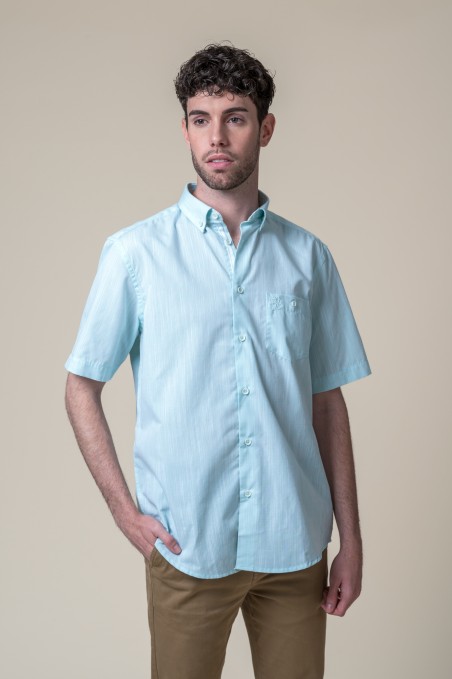 CAMICIA VERDE ACQUA A MANICHE CORTE