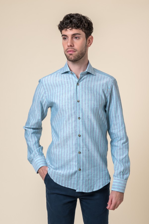 CHEMISE BLEUE À RAYURES 2