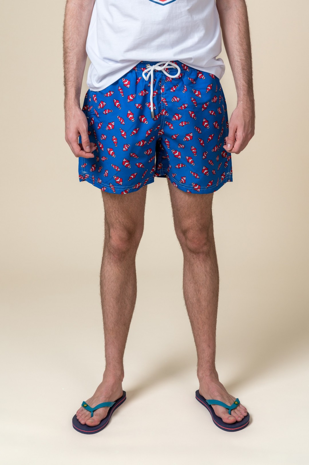 BLUE AND RED FISH SWIMSUIT