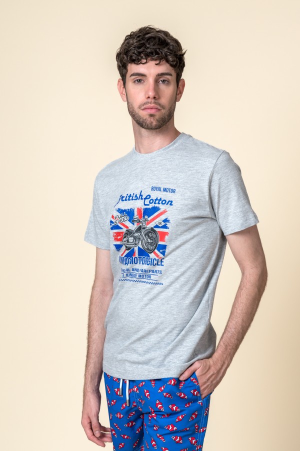 CAMISETA VINTAGE MOTORCICLE GRIS