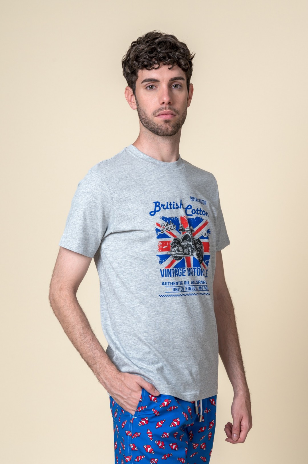CAMISETA VINTAGE MOTORCICLE GRIS