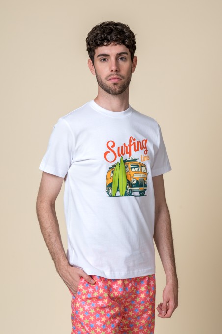 CAMISETA SURFING TIME BLANCO