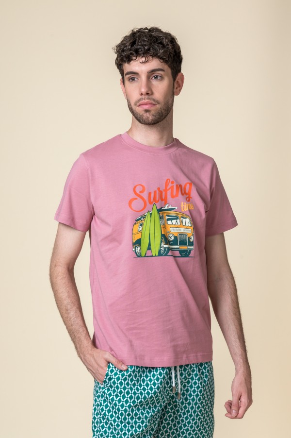 CAMISETA SURFING TIME ROSA