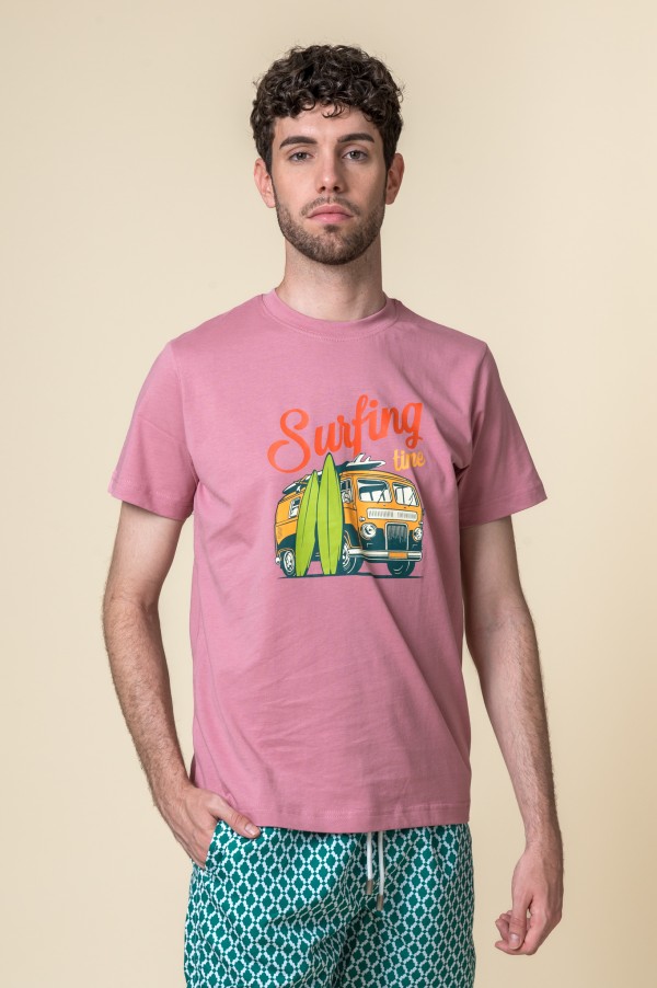 CAMISETA SURFING TIME ROSA 2