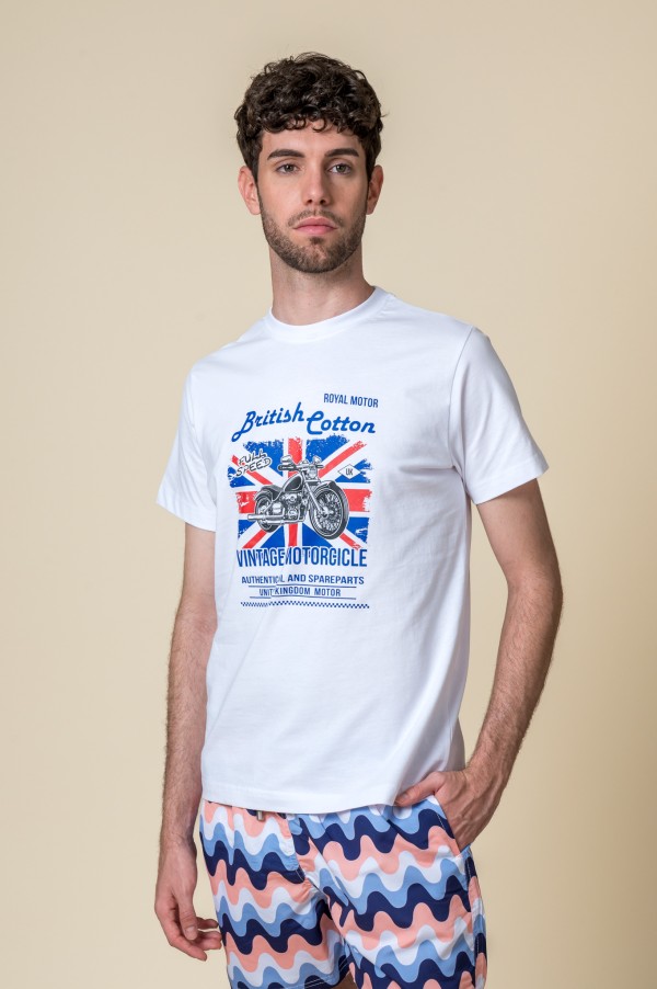 CAMISETA VINTAGE MOTORCICLE BLANCO
