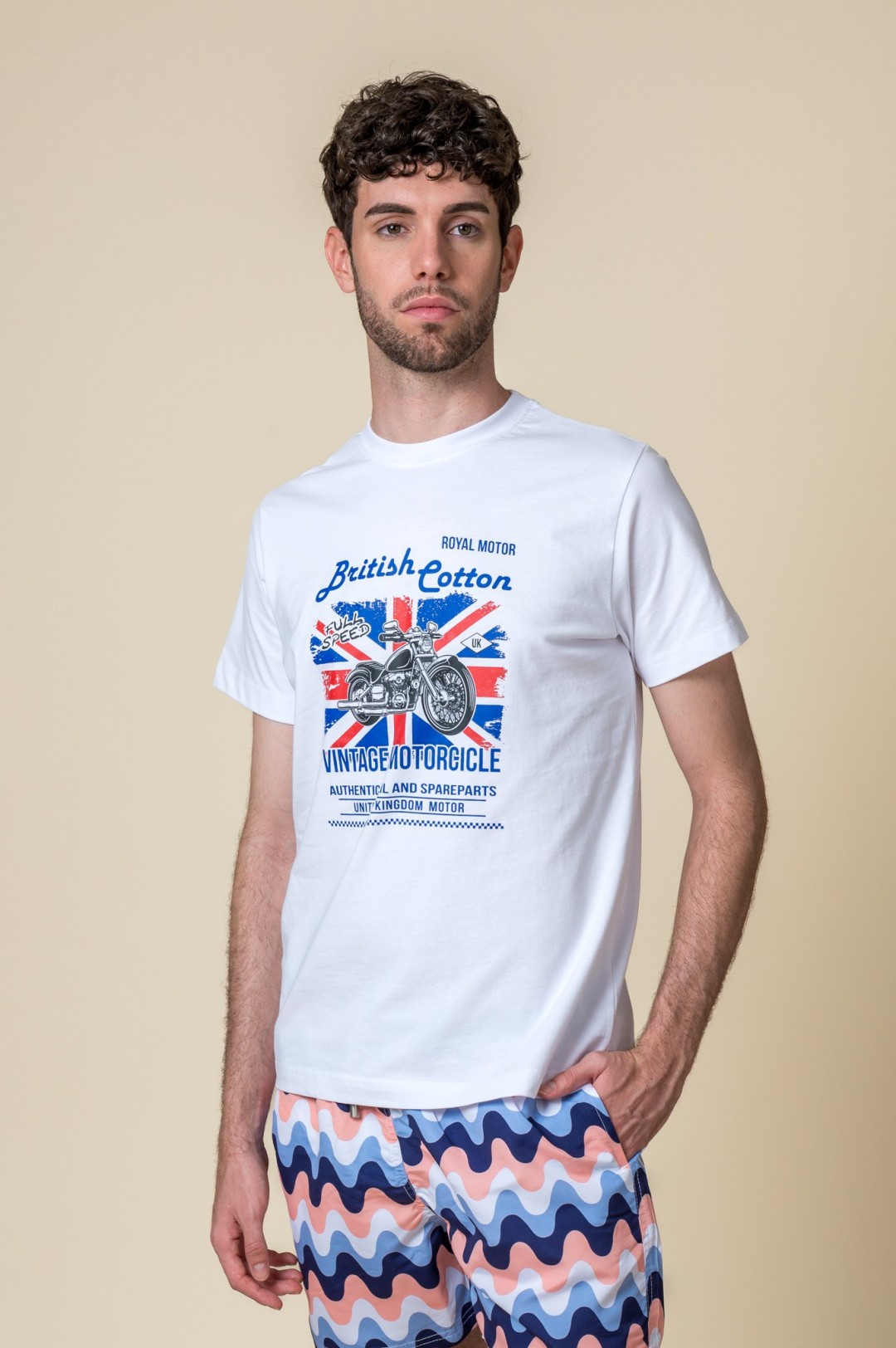 T-SHIRT VINTAGE MOTORCICLE BRANCA