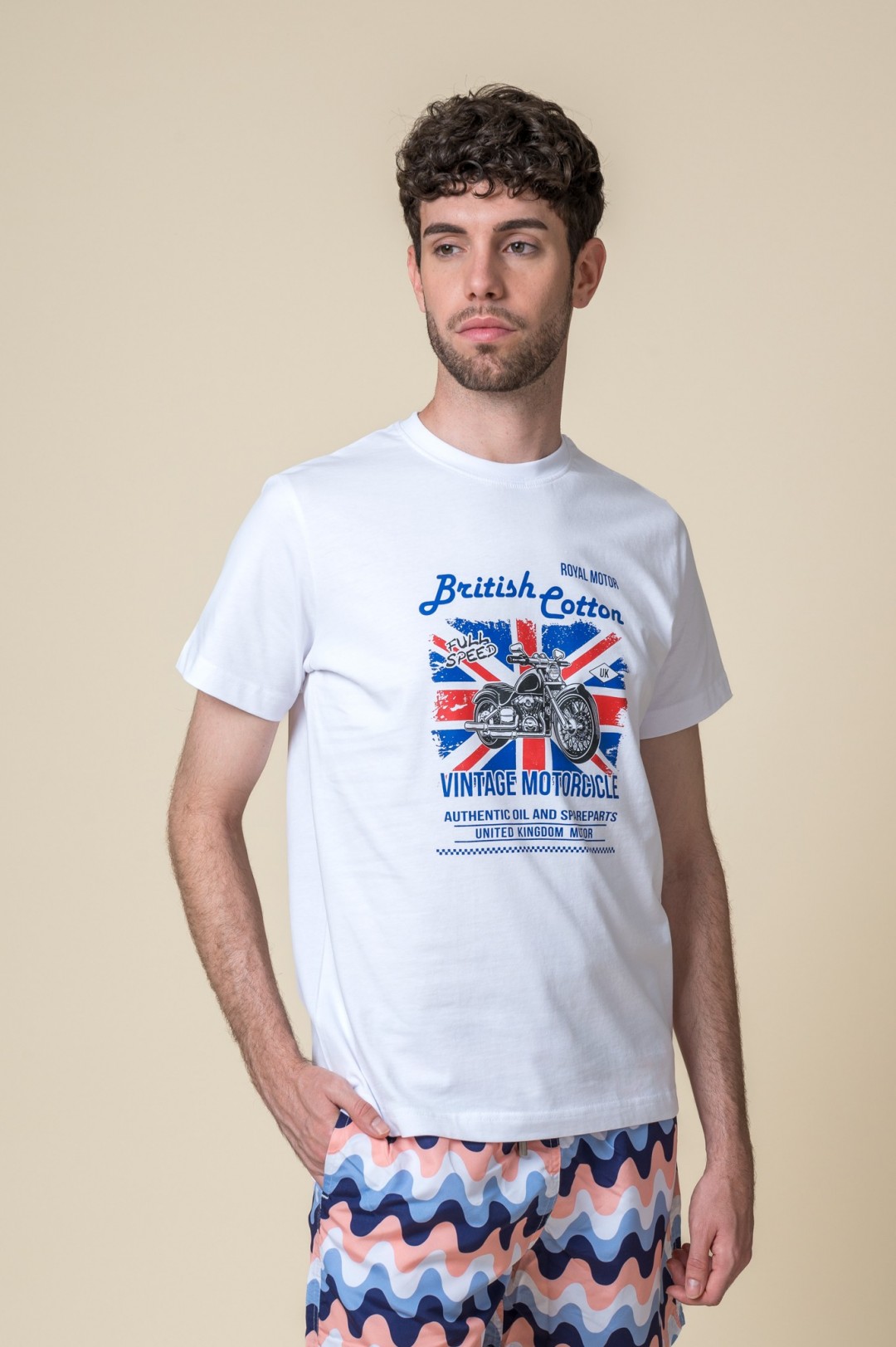 CAMISETA VINTAGE MOTORCICLE BLANCO
