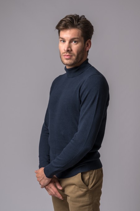 NAVY BLUE RIDING NECK SWEATER
