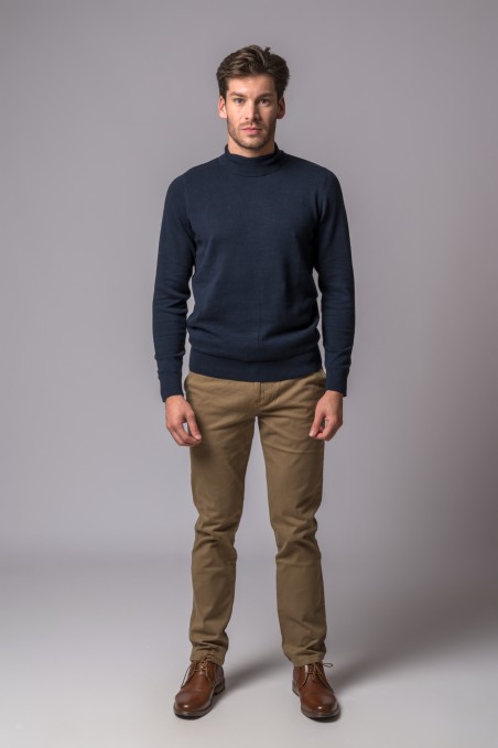 CAMISOLA DE GOLA ALTA AZUL-MARINHO