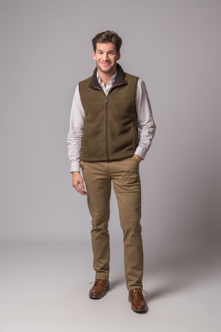 GILET BERLINOIS EN POLAIRE CAMEL OLIVE