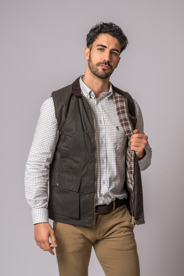 GILET EN CIRE MARRON