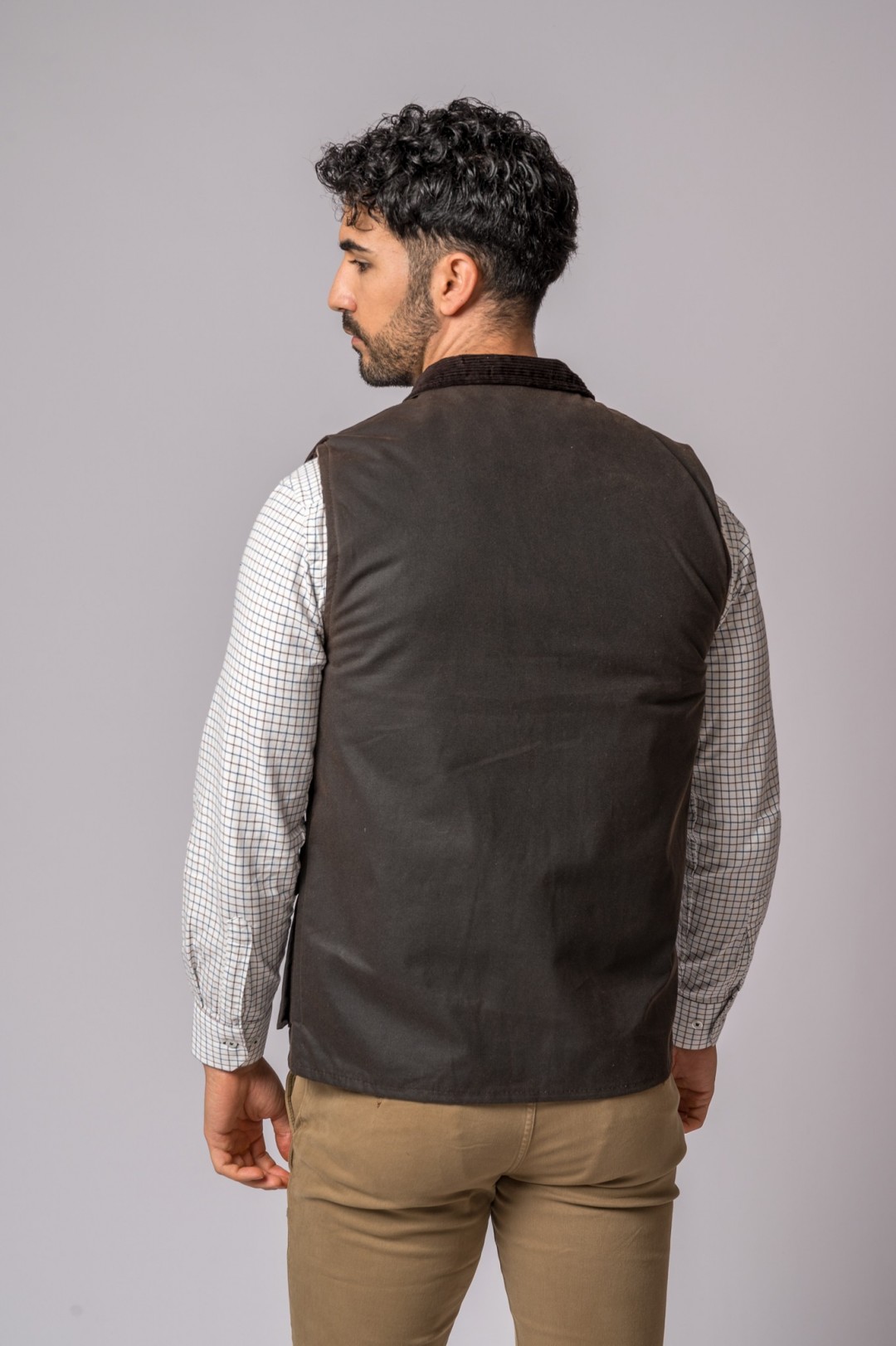 GILET EN CIRE MARRON