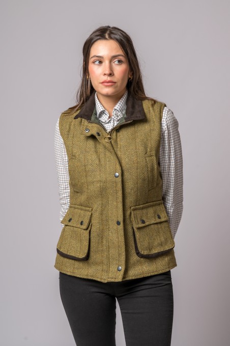 GILET EN TWEED SAGE CLAIR