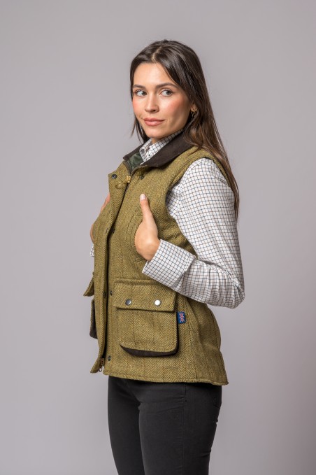 GILET EN TWEED SAGE CLAIR