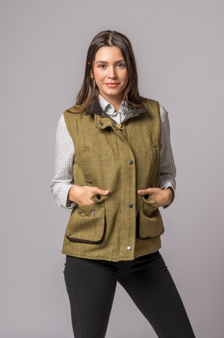 GILET EN TWEED SAGE CLAIR