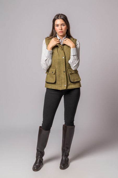 GILET IN TWEED SALVIA CHIARO