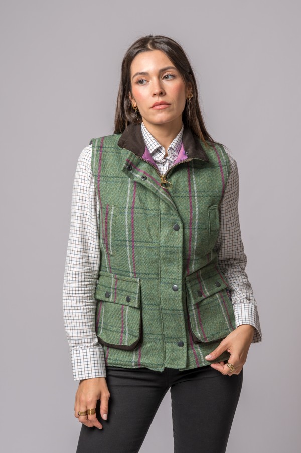 PINK STRIPED TWEED VEST