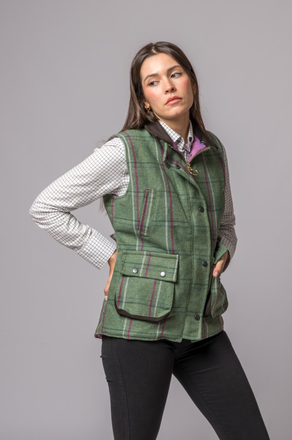 GILET EN TWEED RAYÉ ROSE 2