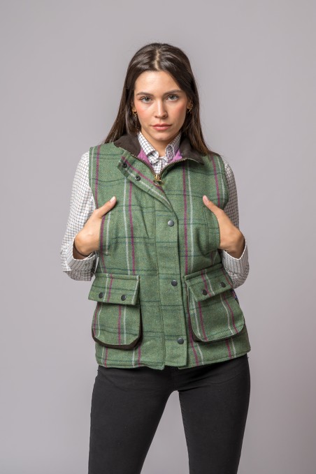 PINK STRIPED TWEED VEST