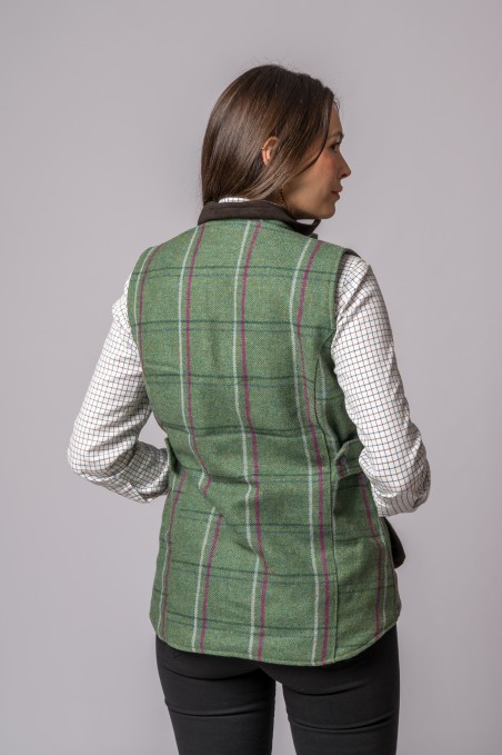 COLETE DE TWEED ÀS RISCAS COR-DE-ROSA