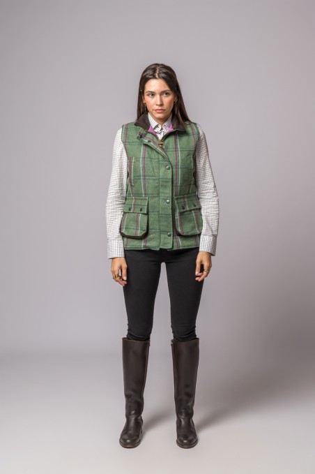 PINK STRIPED TWEED VEST