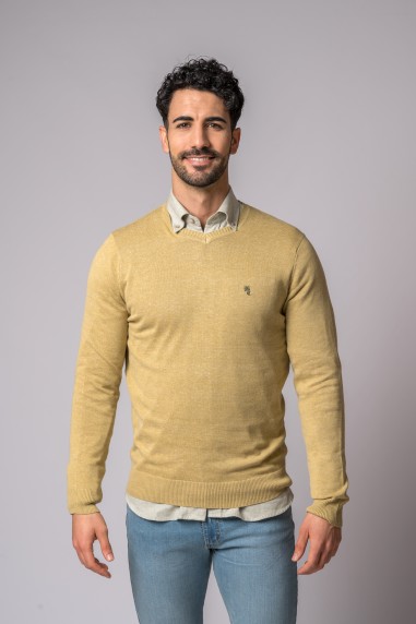 CAMISOLA COM DECOTE EM V MOSTARDA
