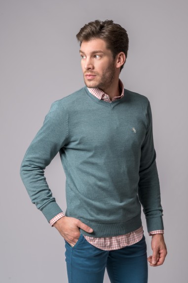 JERSEY CUELLO PICO AZUL DESLAVADO