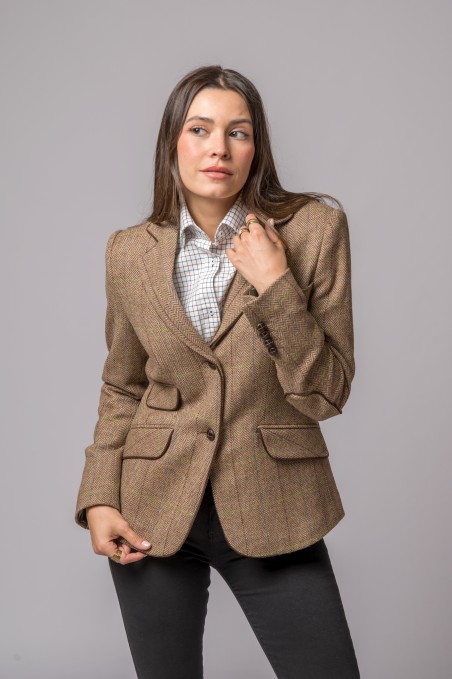 CHAQUETA LANA ESPIGA RAYA VERDE Y AZUL