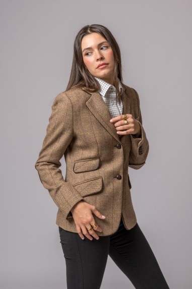 CHAQUETA LANA ESPIGA RAYA VERDE Y AZUL