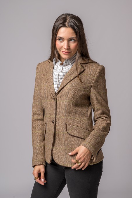 CHAQUETA LANA ESPIGA RAYA VERDE Y AZUL
