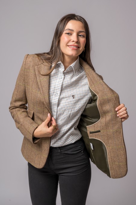 CHAQUETA LANA ESPIGA RAYA VERDE Y AZUL