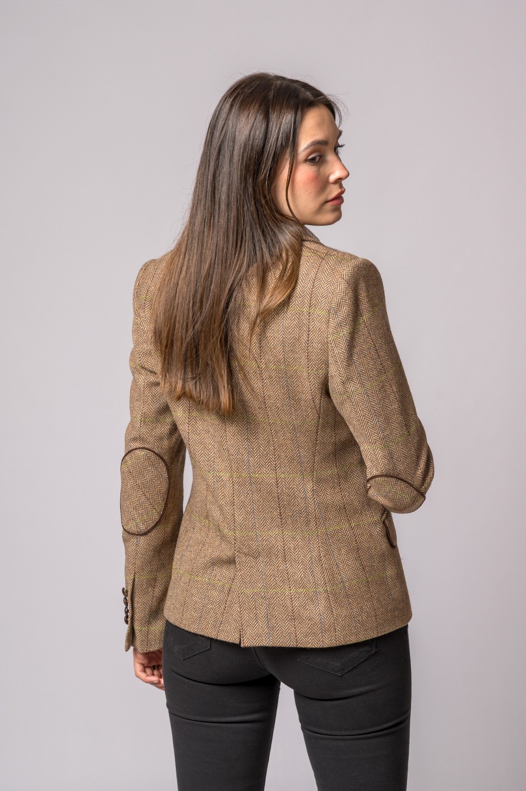 CHAQUETA LANA ESPIGA RAYA VERDE Y AZUL