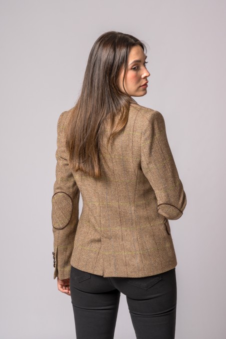 CHAQUETA LANA ESPIGA RAYA VERDE Y AZUL